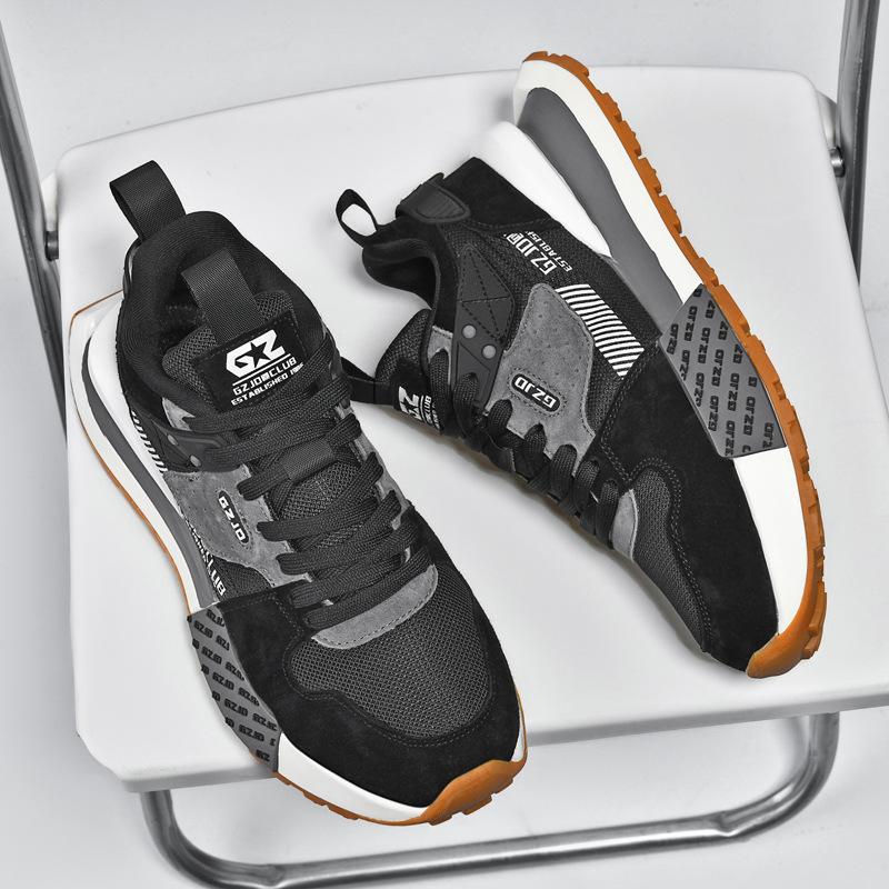 

2025 summer breathable sports shoes platform heightening dad shoes casual retro running shoes 44 черный серый