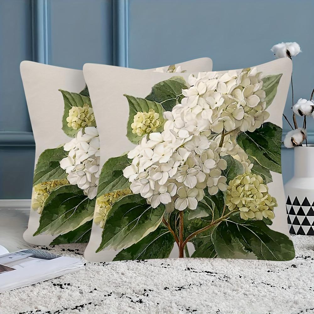 White Hydrangea Floral PillowcaseBedroom Sofa Decorative Cushion Cover With Zipper Soft Cushion Covers 9870₽