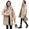 Down cotton jacket women's 2025 new mid-length fashion loose thickened mid-length winter cotton jacket jacket