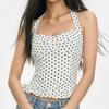 Slim Fit Y2k Dot Crop Top Sleeveless Women Camisole Fashion Halter Ruffle Vest Top  Summer