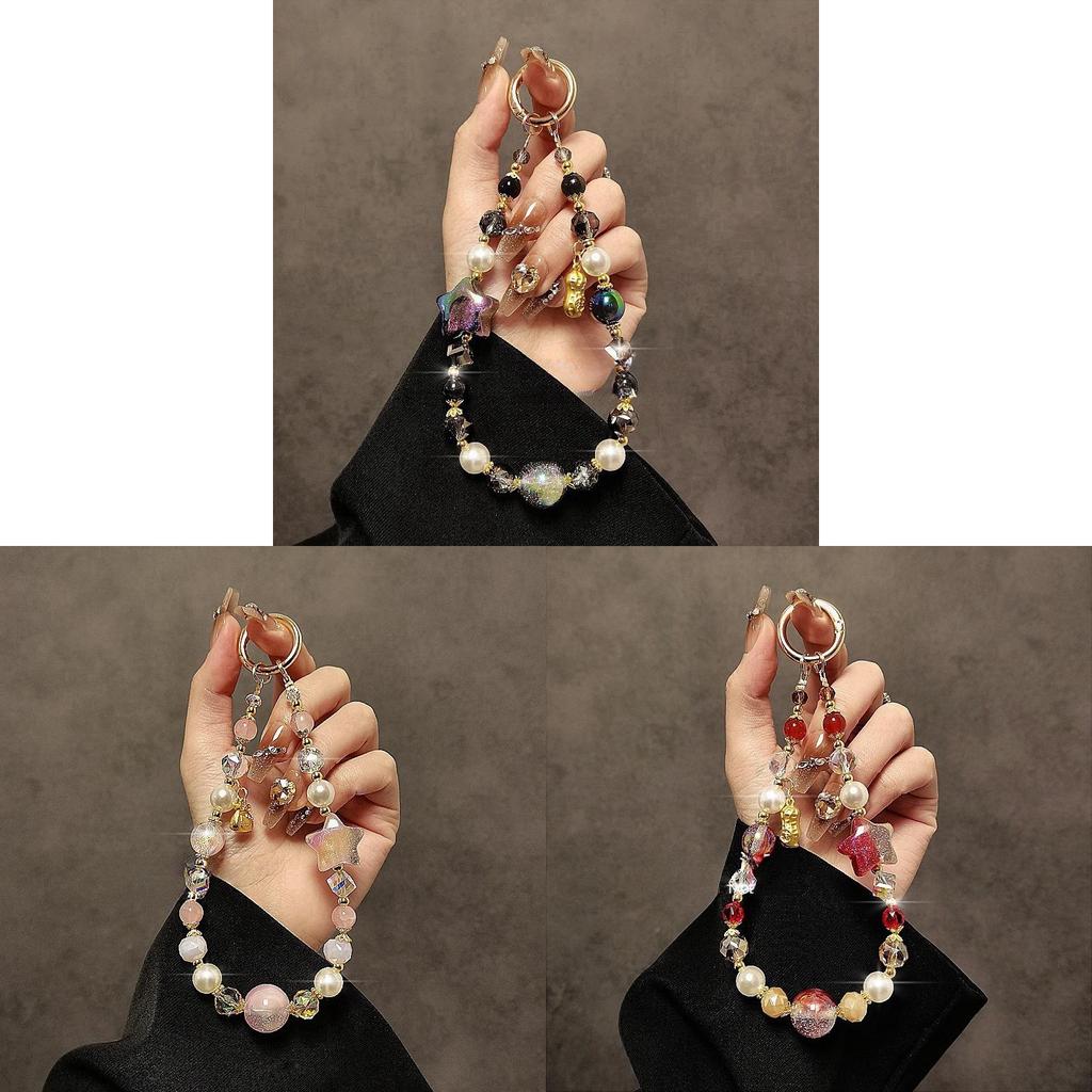 No Brand Phone Lanyard With Water Crystal Beads Pvc Material For Stylish Accessory