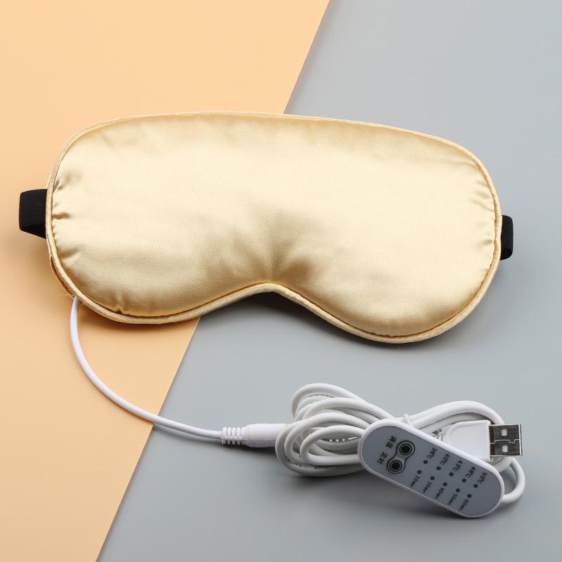 Rechargeable USB Faux Silk Eye Mask with Aroma Bag - Light Blocking, Hot Compress, Relieves Eye Fatigue, Breathable and Soothing for Women.