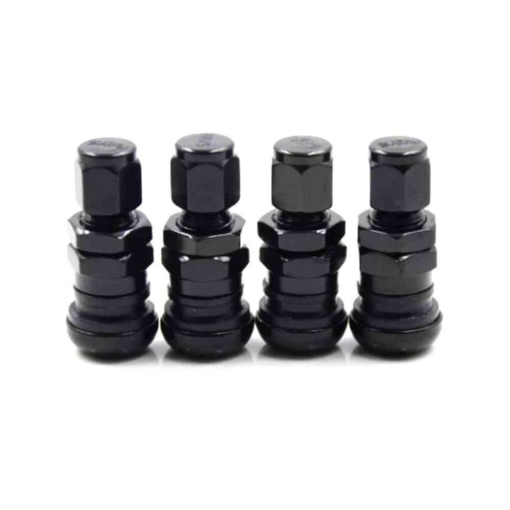 4Pcs Car Truck Motorcycle Valve Short Stems Metal Bolt Tire Valve Stem Kit with Dust Cap чёрный