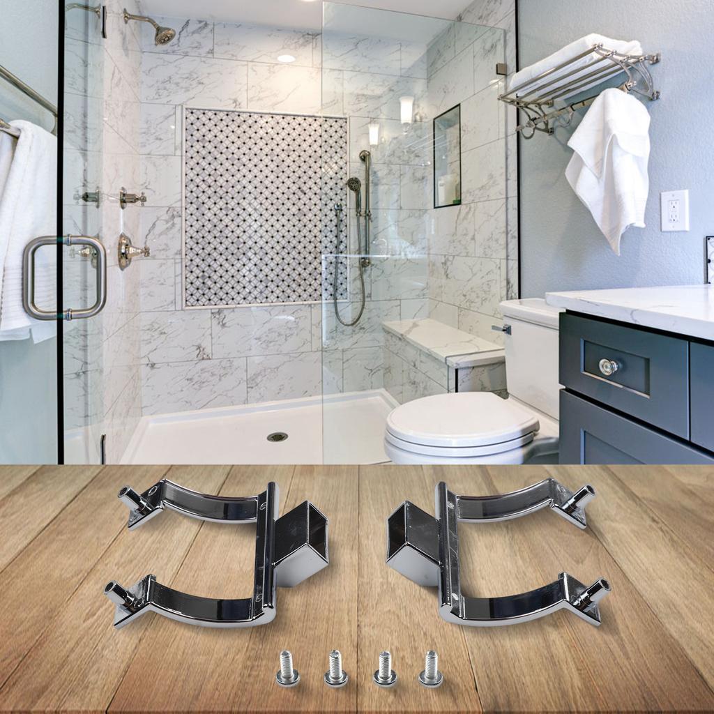 Shower Handle Bracket Set Zinc Alloy for Replacement Includes Screws for Convenient Installation On Various Doors