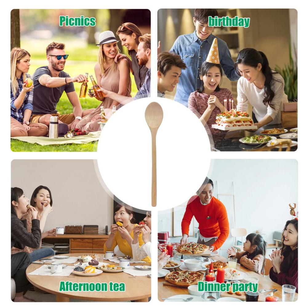 Stirring Spoon Wood Soup Spoons Eating Mixing Stirring Cooking Long Handle Spoon Coffee Mixing Spoon Kitchen Utensils