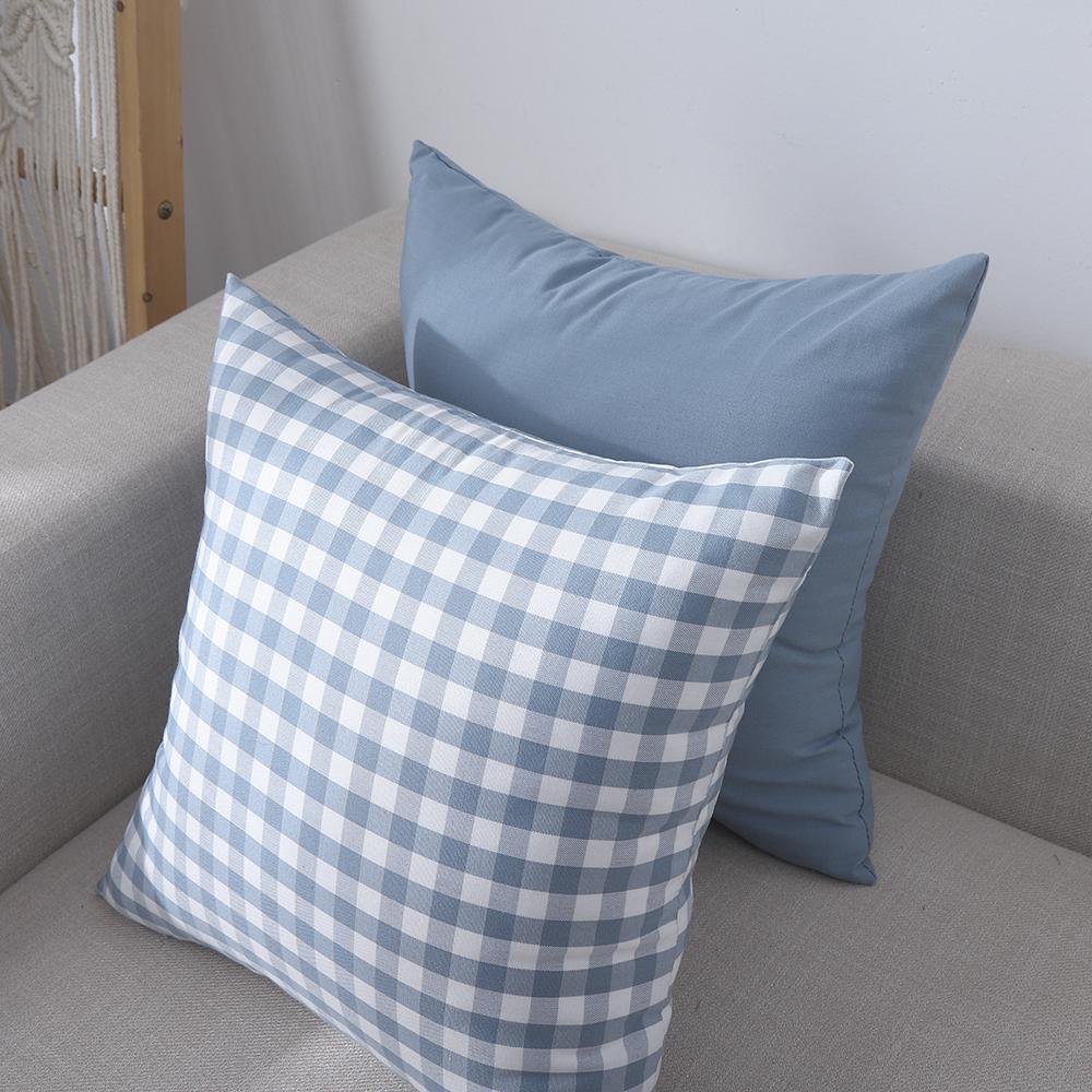 Blue Pillow Covers Plaid Home Decorative Sofa Cushion Cover 45x45cm 1PC