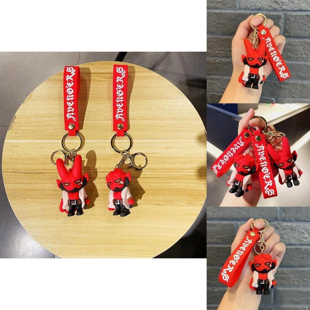 American Keychain Hellboy Style Demon Key Accessory Soft Rubber Long Horn