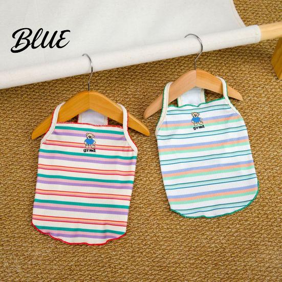 Lightweight Dog Clothes Colorful Striped Pet T-Shirt Sleeveless Thin Straps Breathable Skin-Friendly Tank