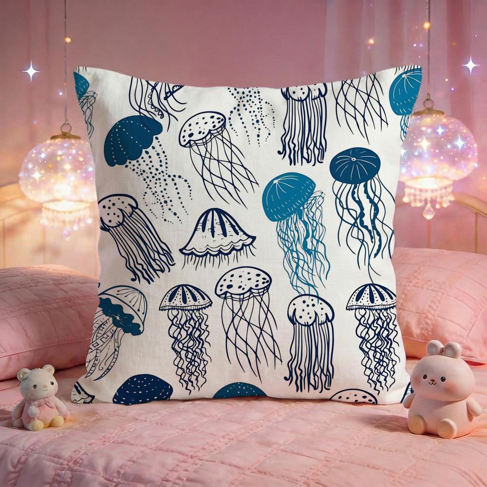 Dreamy Jellyfish Glow Cushion Cover Premium Comfort Reversible Pillow Cove Two in One Design for Any Room  Car Interior