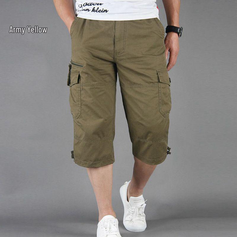 Men's Loose Fit Multi-Pocket Outdoor Cropped Casual Shorts