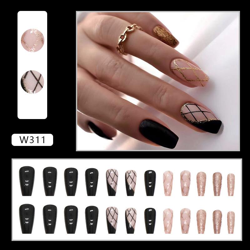 European And American Nail Art Pieces, Sweet And Cool Wind Nails, Matte Texture, Comic Style White, Long Ballet Wearing Nail