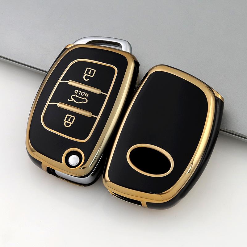 TPU Gold Edge Key Cover for Hyundai Elantra, Avante, Mistra, Tucson