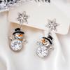 Christmas Snowman Snowflake Earrings Female, Romantic Christmas Wind Festive Atmosphere, Micro Inlay