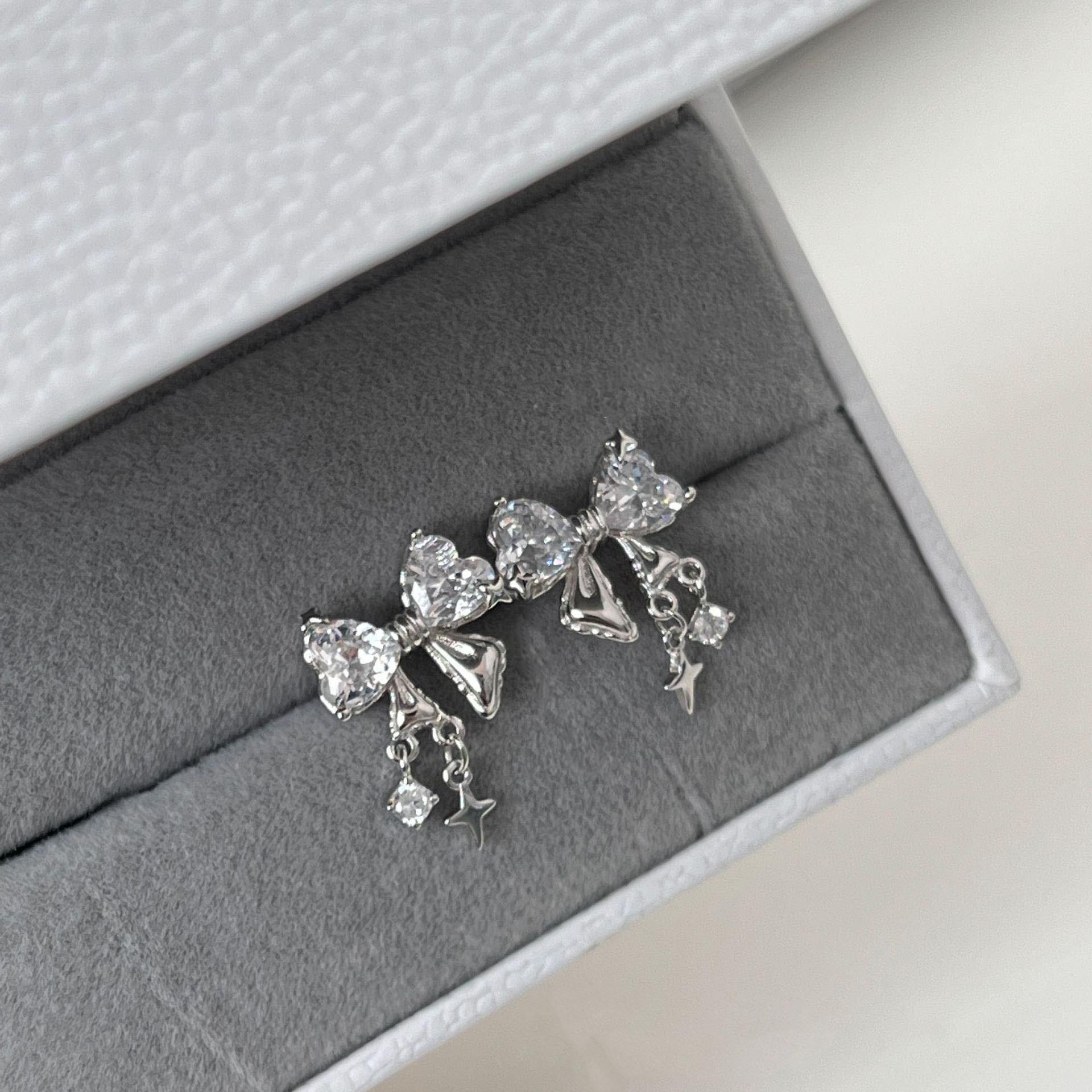 

Серьги-гвоздики в форме банта из чистого серебра S999, женские темпераментные серьги в стиле меньшинств, универсальные серьги