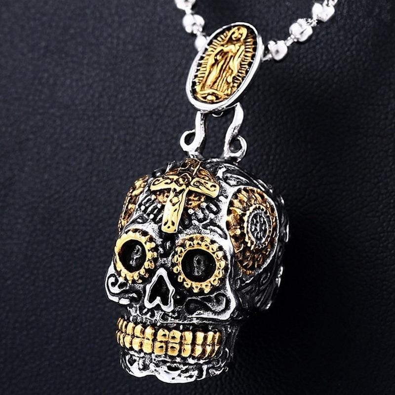 New Personalized Retro Cool Mens Skull Pendant Necklace