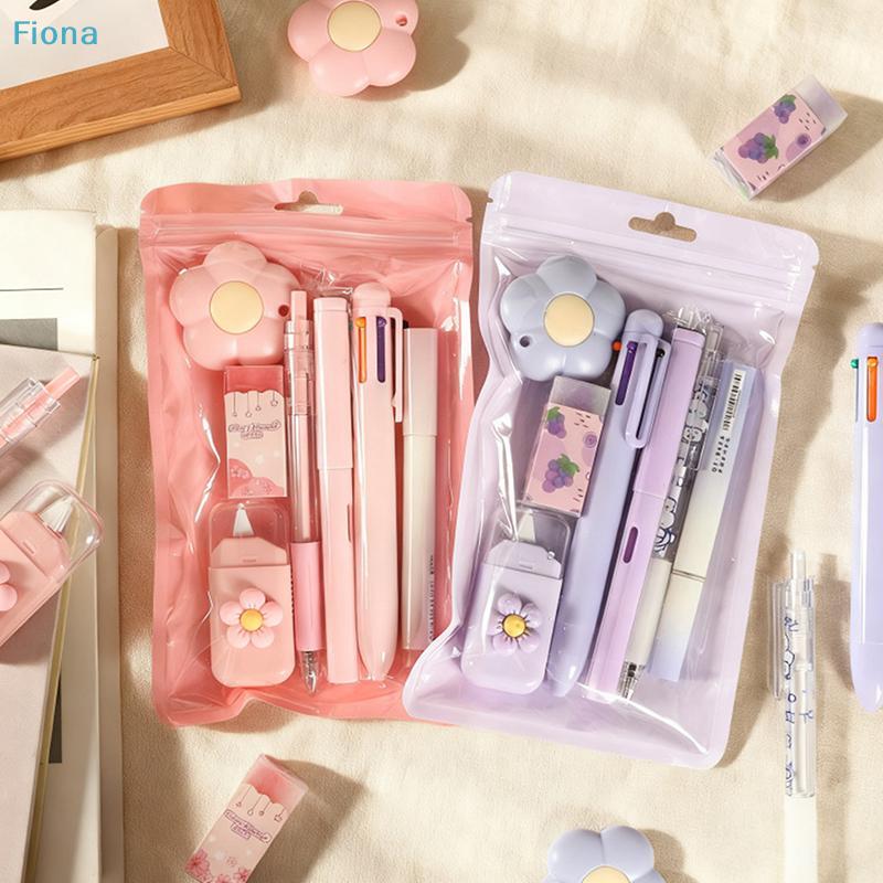 Cute Aesthetic Stationery Set – Kawaii Pens, Mini Cutter & Flower Decor for School & Office Supplies