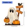 Wooden Pumpkin Ghostly Table Sign Halloween Decoration Wood Ornament For Mantels Tabletop Shelf Home Party Decoration