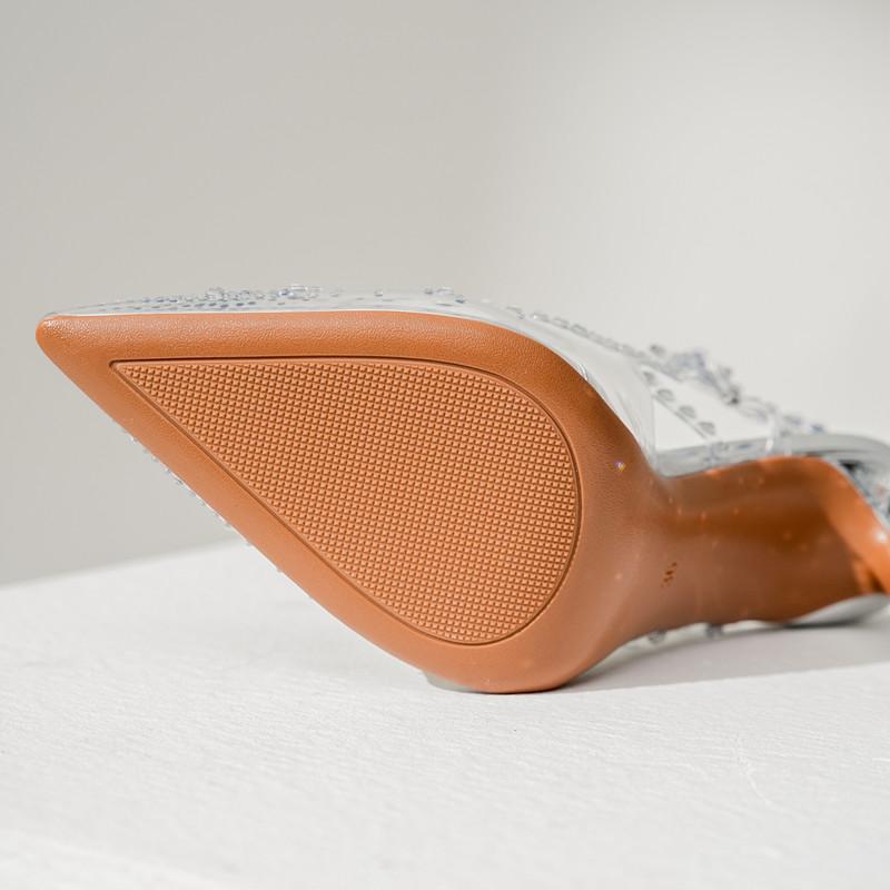 Star style Luxury Crystal Transparent PVC Women Pumps Weave Autumn Slingbacks Stiletto High heels Wedding Bridal Shoes