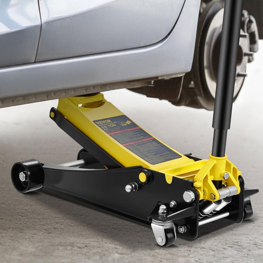 Low Profile Floor Jack 4 Ton Heavy Duty Steel Dual Piston Rapid Pump