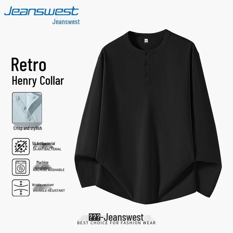 

Jeanswest Men s Retro Henley Long Sleeve Top