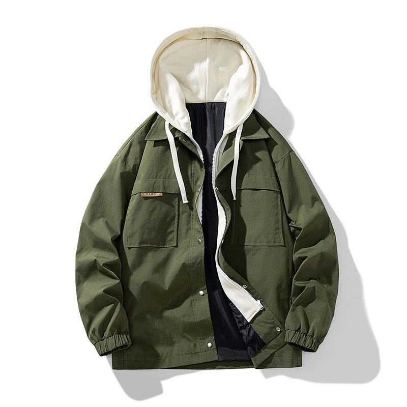 

Men s Contrasting Hooded Jacket for Spring and Autumn New Fashionable Casual Versatile Jacket M