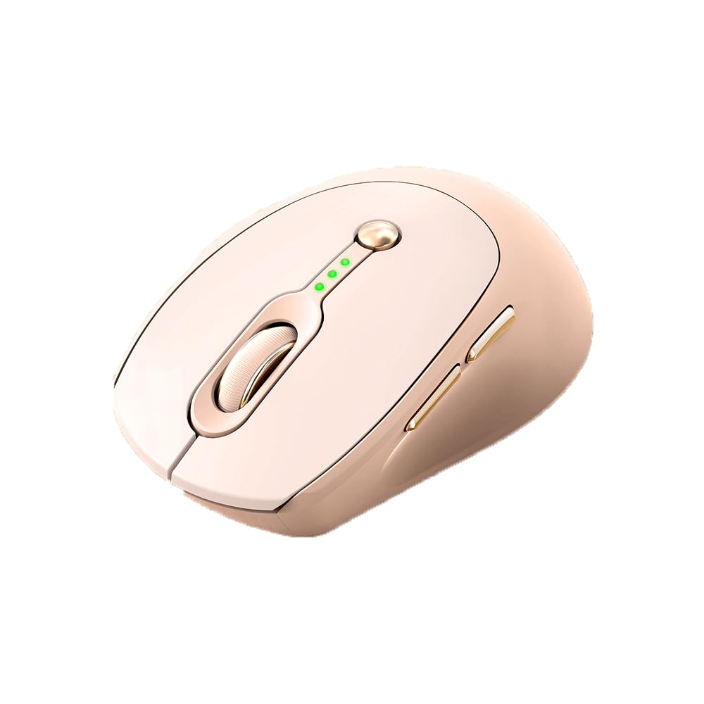 Wireless Mouse, Bluetooth & 2.4G Dual Mode, Quiet Design, Type-C Rechargeable, Optical, 6 Buttons, 3 DPI Settings, Compact, for Women,