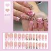 3D Pink Flower Leopard Print Detachable Wearable Nail Tips - European & American Design