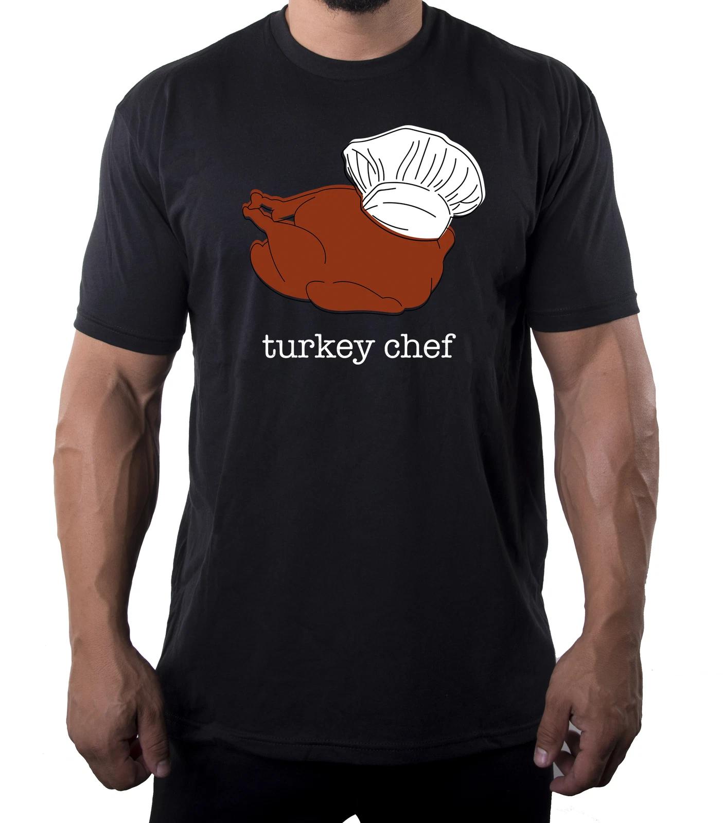 Thanksgiving Turkey Chef Man s Shirts, Funny Graphic Tees, Tee Shirts For Men! S