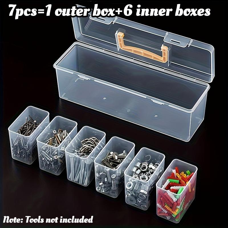 7pcs Transparent Tool Organizer Box Set 6 Small 1 Large for Screws Wrenches Electronics Portable with Dividers 3370₽