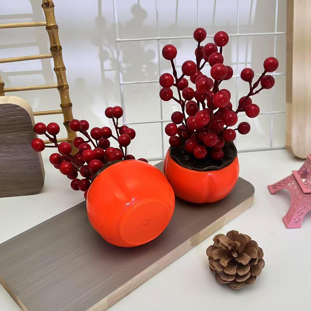 Persimmon Red Decorative Plant Foam Fruit Flowerpots For Housewarming Gifts