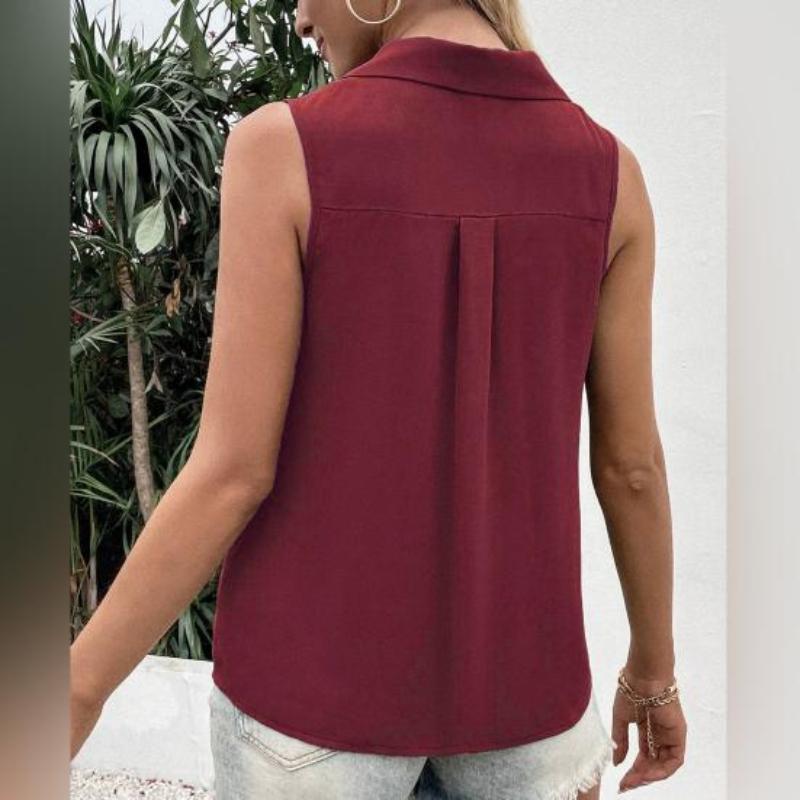 Women Casual Summer Vest Tshirt Solid Color Tank Top Oversize Vneck Sleeveless Button Singlebreasted Mid Length Soft Breathable Female Clothes