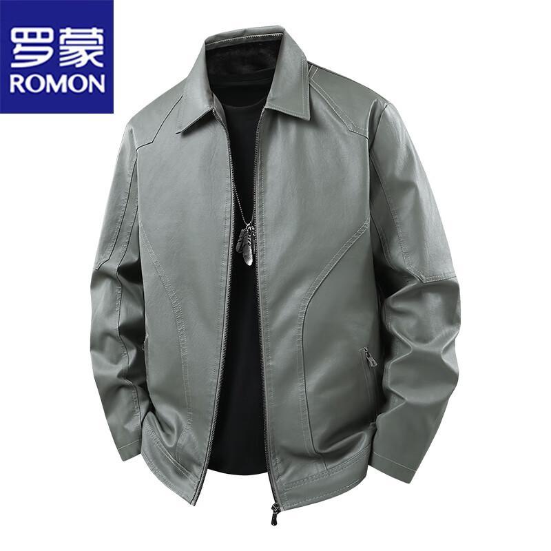 

Romon Men s Spring Autumn Faux Leather Lapel Jacket 8XL
