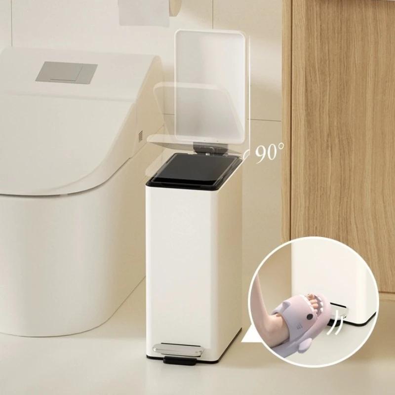 Stainless Steel Trash Can with Foot Pedal And Lid - High Aesthetic Value for Bathroom Kitchen Living Room