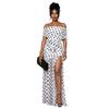 C European and American fashion women's clothing polka dot split pleated vacation hip dress