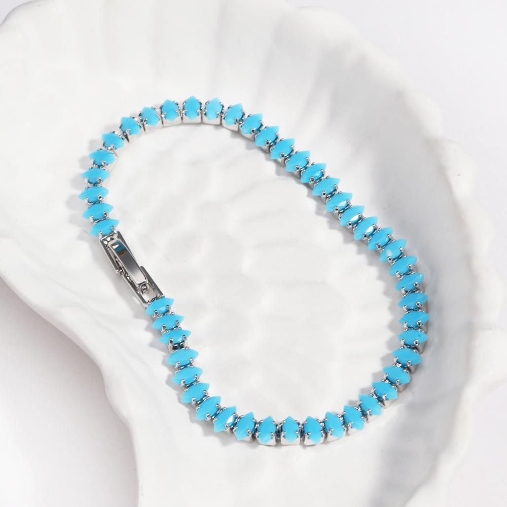 10 Colors Luxury CZ Tennis Cubic Zirconia Gold Silver Color Iced Out Chain Bracelet Bling Jewelry for Women Party Gift