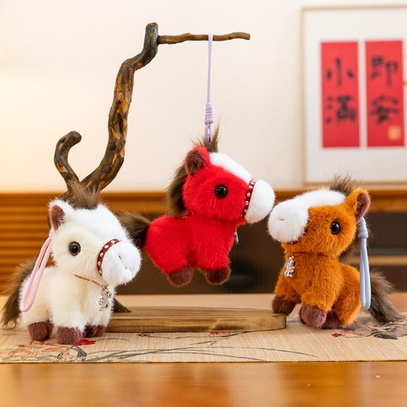 Plüschpferd Kuscheltier Schlüsselanhänger Weicher Pferde Schlüsselanhänger Taschenanhänger für Rucksack, Geldbörse und Handtaschen Niedlicher Tier Schlüsselanhänger