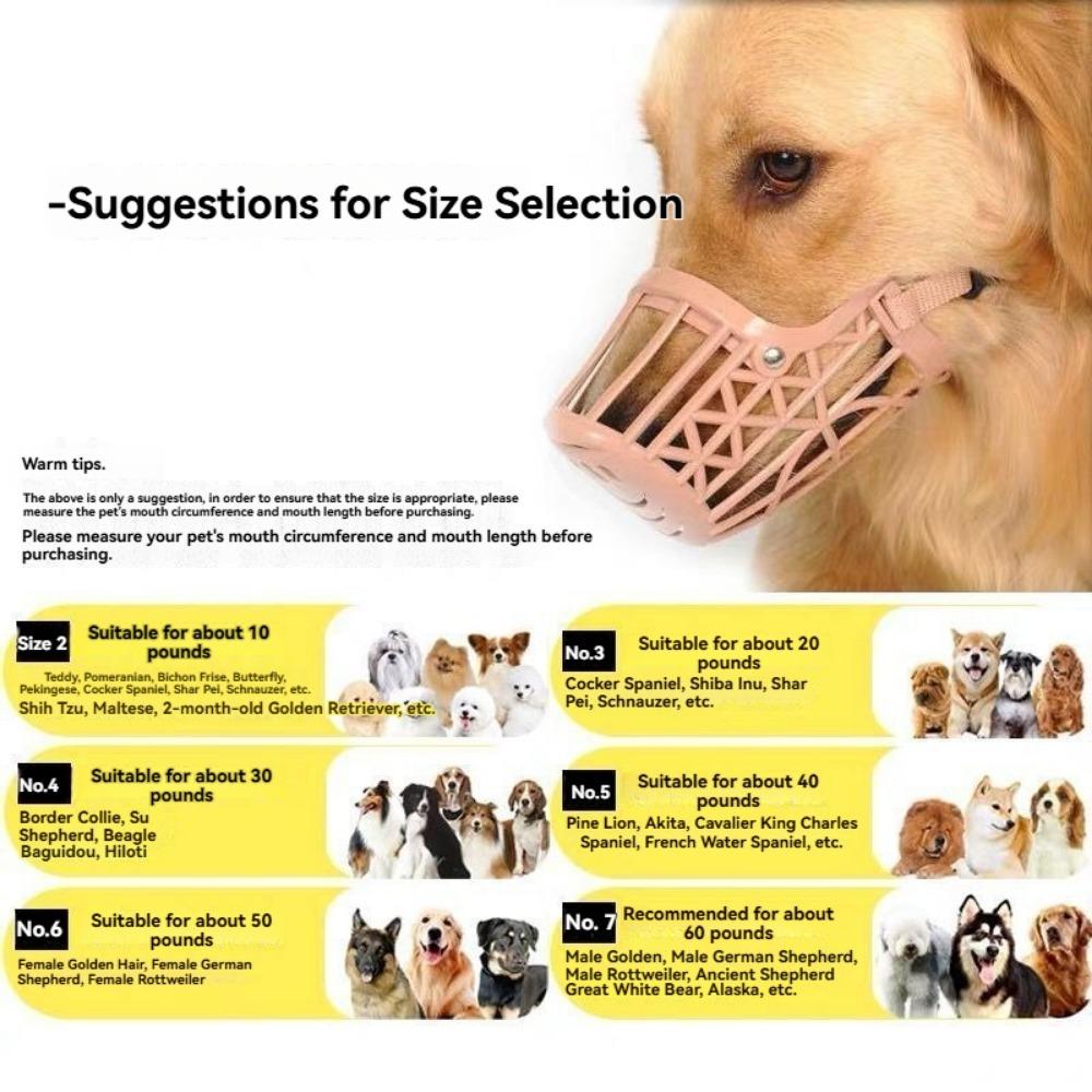 Softness Plastic Dog Muzzle, Anti Bite Adjustable Pet Basket, Dogs Training MouthCover Mesh Cage,Medium and Large Dogs Care Grey