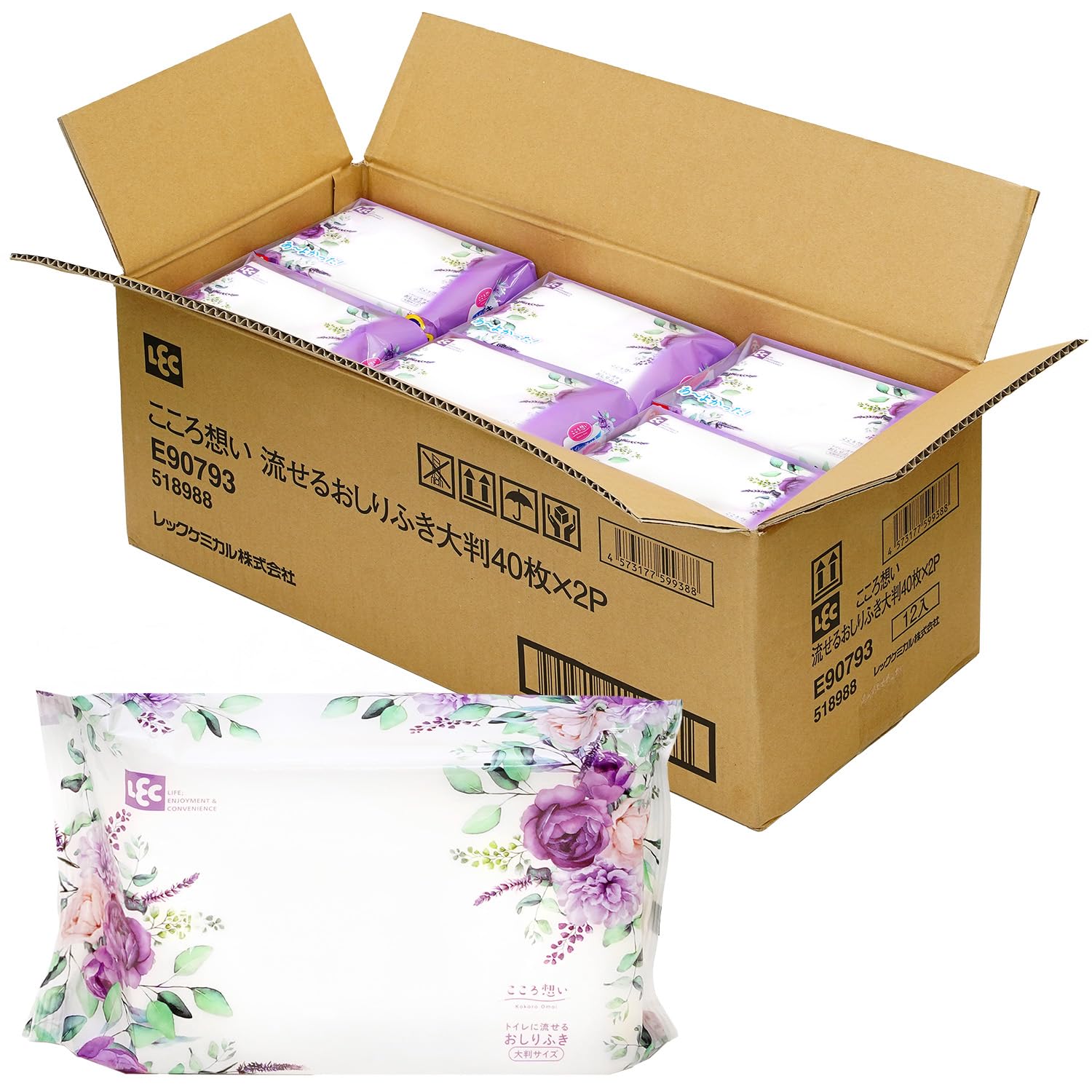 

Kokoro Omoi Adult Flushable Wet Large Size x 20 40 Wipes x 24 Packs Durable Wipes for Thorough Made in Contains Hyaluronic Acid Wipes, (30 cm), (960