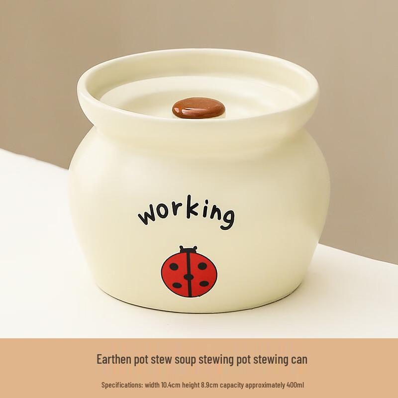 Ruhan Ceramic Stew Pot with Cartoon Ladybug Design