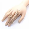 Chain Ring Flower Pattern Finger Jewelry Adjustable Women Chain Link Finger Ring for Wedding