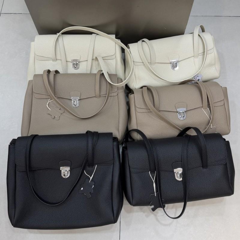 Vintage-Style Leather Tote Bag Women Large Capacity Shoulder Flap Soft Full-Grain Cowhide Daily Commute Casual