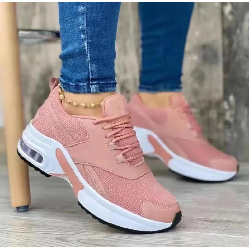 Mode Sneakers Neue Mode Keilabsatz Plateau Übergröße Lässige Sportschuhe Damen Schnürsenkel Mesh Atmungsaktiv Damen Vulkanisierte Schuhe