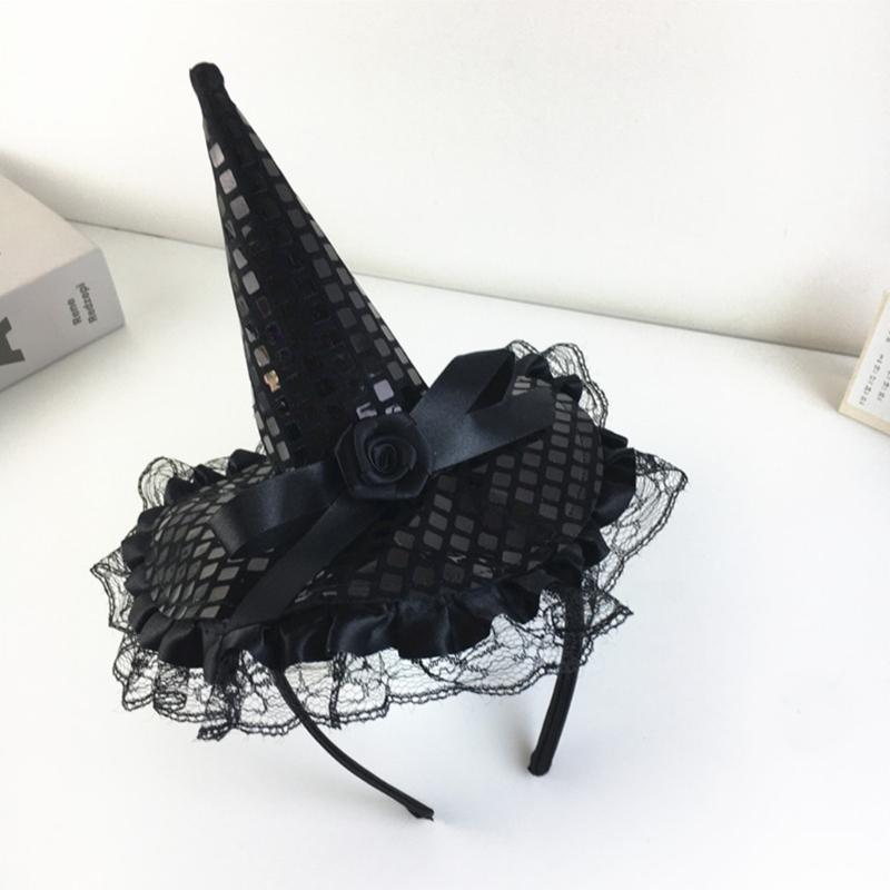Witch Hat Headband for Adult Cosplay Party Costume Novelty Wizard Cap Hairband Holiday Masked Ball Headgear Accessories