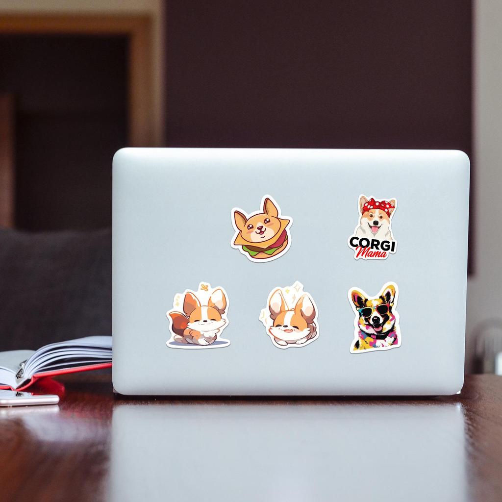 Corgi Cartoon Graffiti Stickers: 50 Waterproof Designs for Decorating Phone Cases or Water Cups