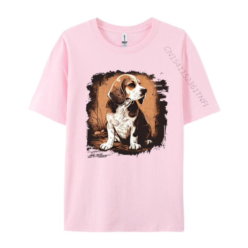 Beagle Dog Vintage T-shirt For  Party Funny Tee T-Shirt Tops & Tees Designer Cotton  Teeshirt Casual
