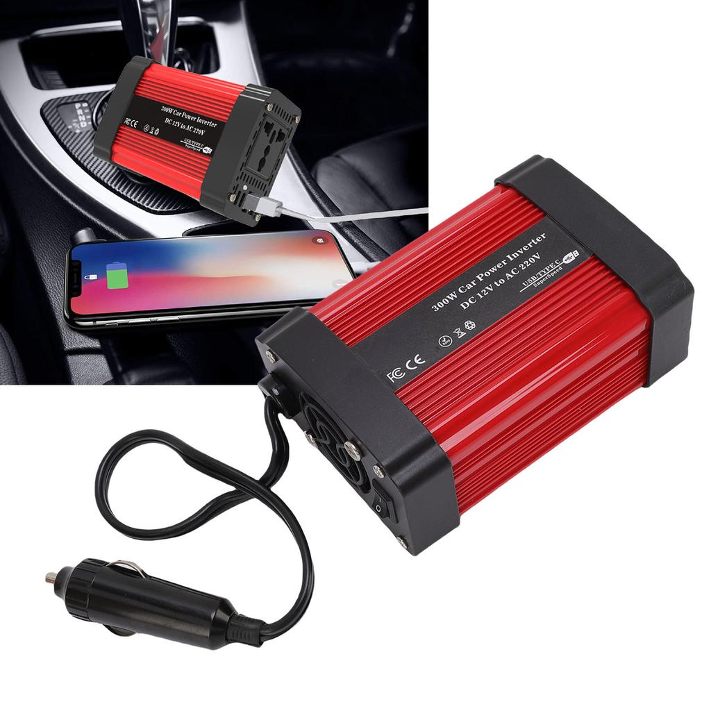 Car Inverter PD 24W QC 24W Quick Charging Interface Car Power Converter Quiet Cooling Fan for Smartphones Tablets Laptops