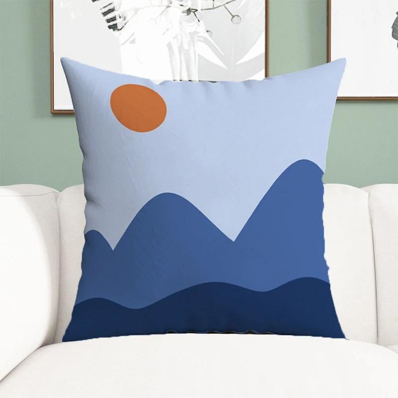Office Living Room Home Pillowcase Simple Illustration Landscape Pattern Pillowcase Car Ornaments