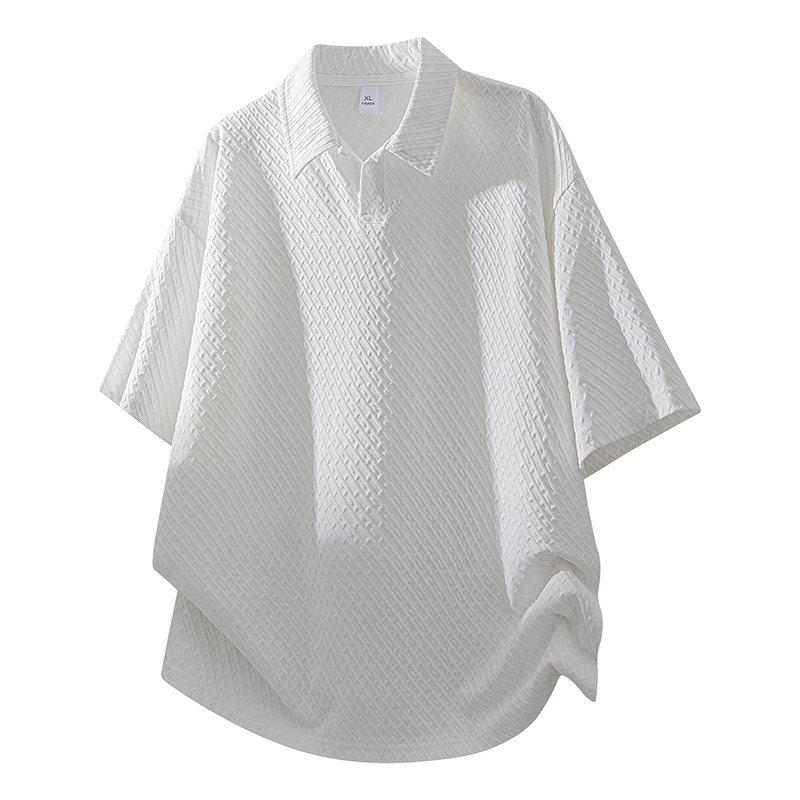 

Men s Summer Ice Silk Short Sleeve Polo Shirt - Breathable Waffle Knit Top XL