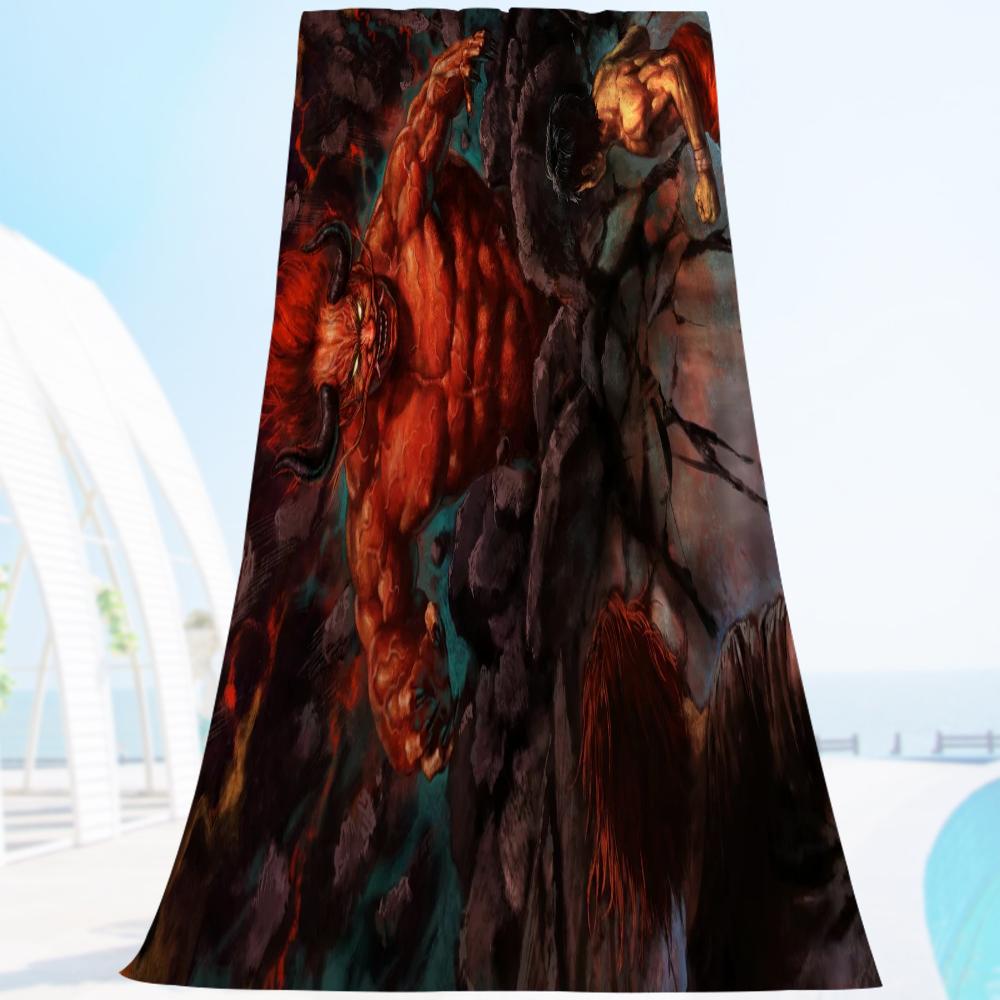 

H-Hanma B-Baki G-Grappler Towel Microfiber Beach Towel Absorbent Quick dry Soft Yoga Swimming Resort Mountain Climbing Towel W30*H60(CM)