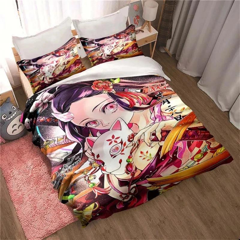 Demon Slayer Anime Cartoon Gift King Twin Double Child Bedding Collection Mircofiber Or Polyester Duvet Cover Collection Cover Bed Cover With